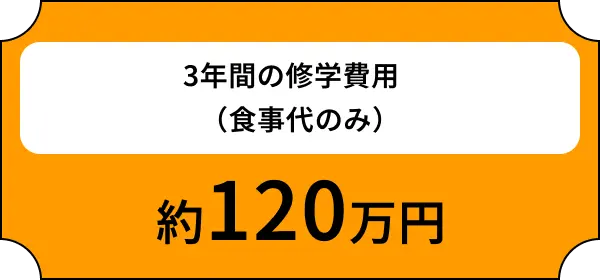 3年間の修学費用 食事代のみ 約120万円